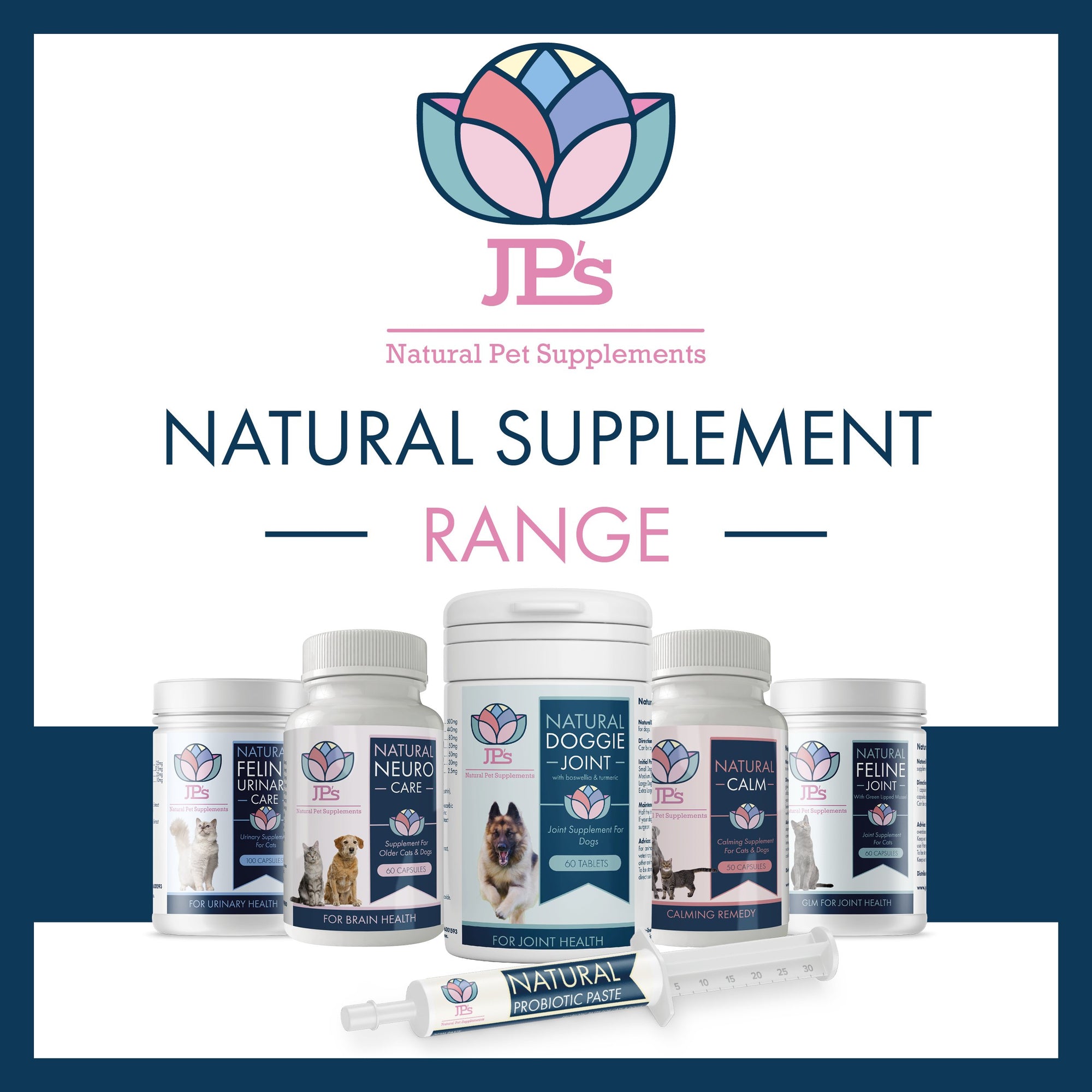 JP's natural pet supplement range