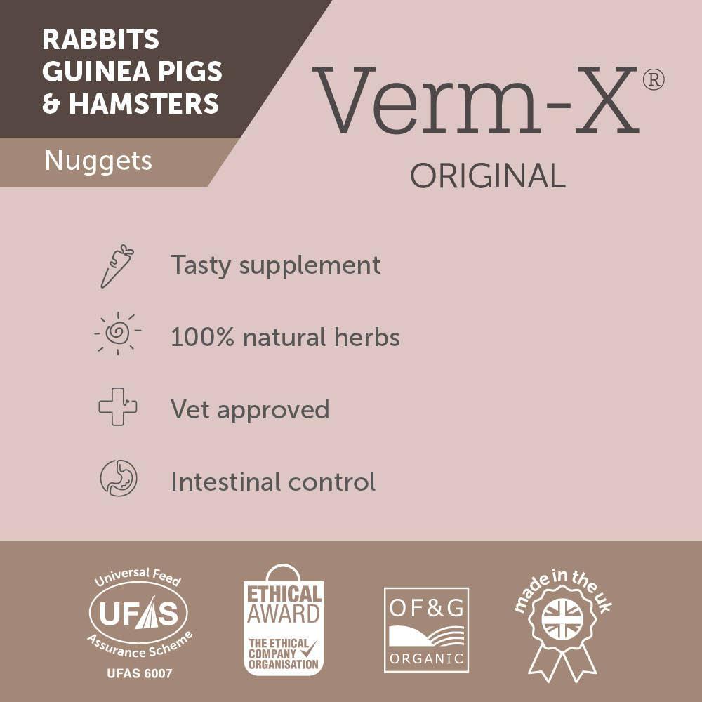 Verm-X Nuggets for Rabbits, Guinea Pigs and Hamsters - JP Holistic Nutrition 